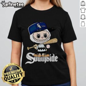 Official Labubu Charlie Brown Chicago White Sox ladies tee featuring a stylish design for female fans of baseball.