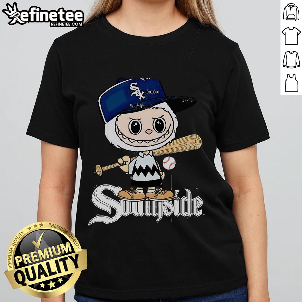 Official Labubu Charlie Brown Chicago White Sox ladies tee featuring a stylish design for female fans of baseball.