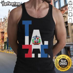 Official Los Angeles Dodgers Dominican Republic flag logo tank top showcasing vibrant design and team spirit.