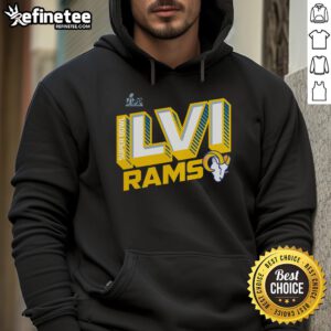 Official Los Angeles Rams Super Bowl LVI Bound Tilted Roster Hoodie featuring team logo and vibrant colors.