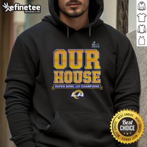 Alt Text: Official Los Angeles Rams Super Bowl LVI Champions Hometown Audible Hoodie in blue and gold, showcasing team pride.