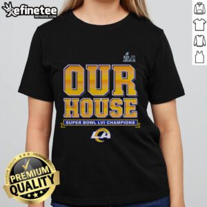 Official Los Angeles Rams Super Bowl LVI Champions Hometown Audible Ladies Tee showcasing team pride and style.