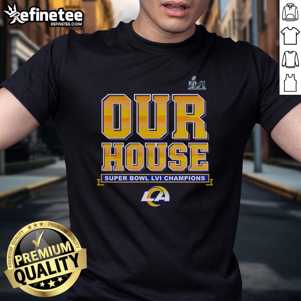 Alt Text: Official Los Angeles Rams Super Bowl LVI Champions Hometown Audible T-Shirt featuring team logo and vibrant design.