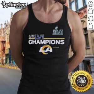 Official Los Angeles Rams Super Bowl LVI Champions tank top featuring team logo and vibrant colors for fans.