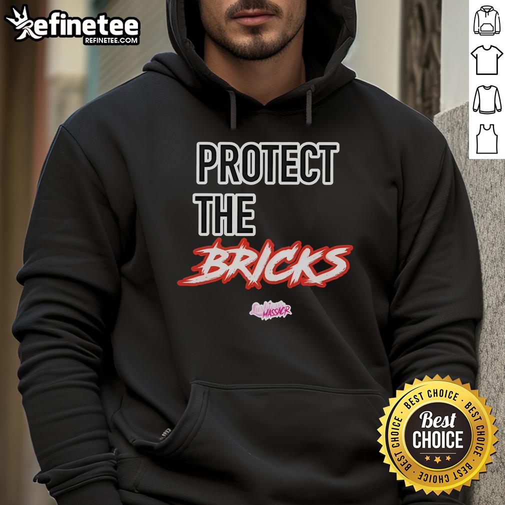 Official Lushious Massacr Protect The Bricks Hoodie featuring vibrant graphic design and cozy fit for streetwear lovers.
