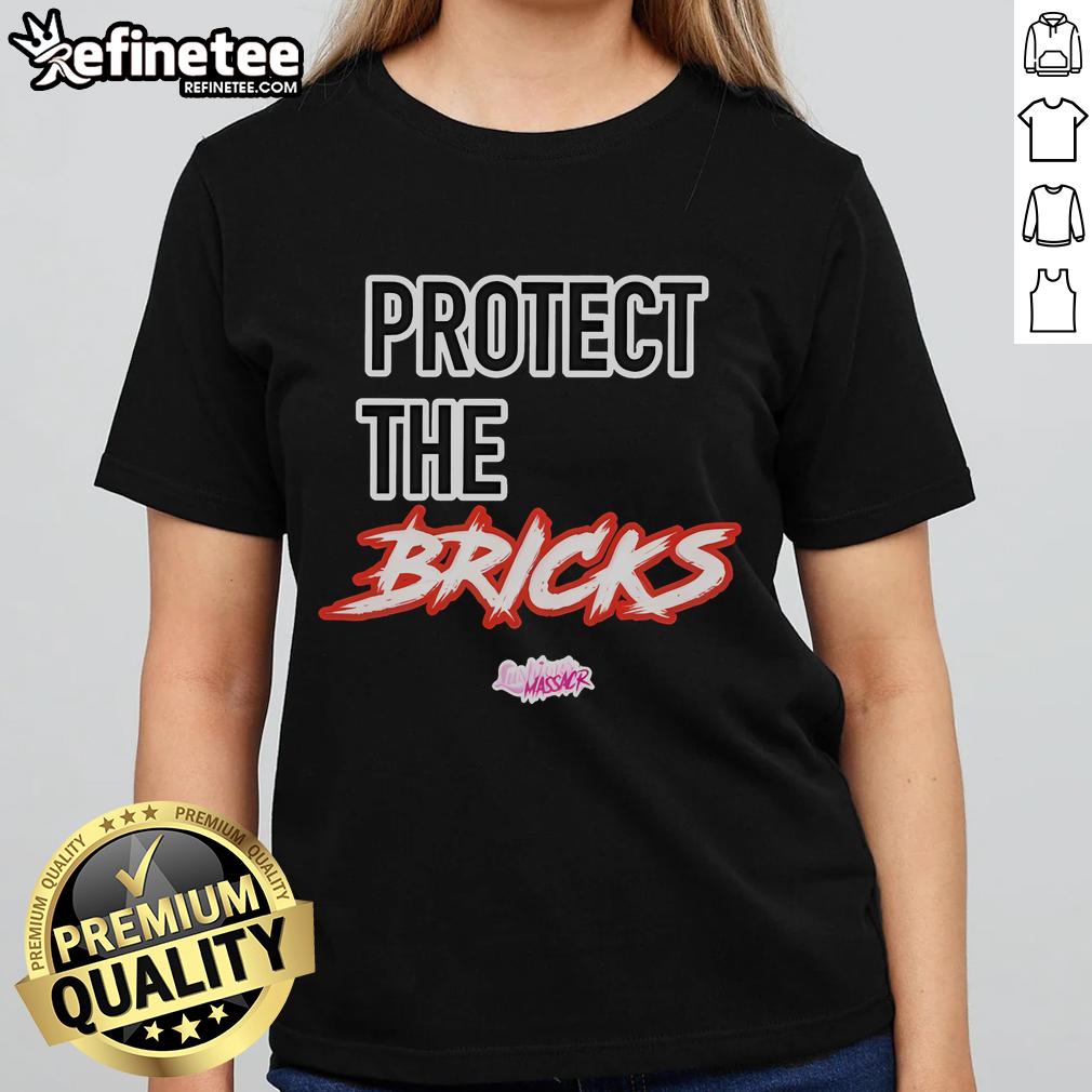 Official Lushious Massacr Protect The Bricks Ladies Tee featuring vibrant design and comfortable fit for stylish women.