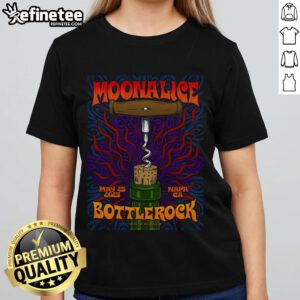 Official May 25, 2025 Moonalice concert tee for ladies in Napa, CA featuring vibrant design and event details.