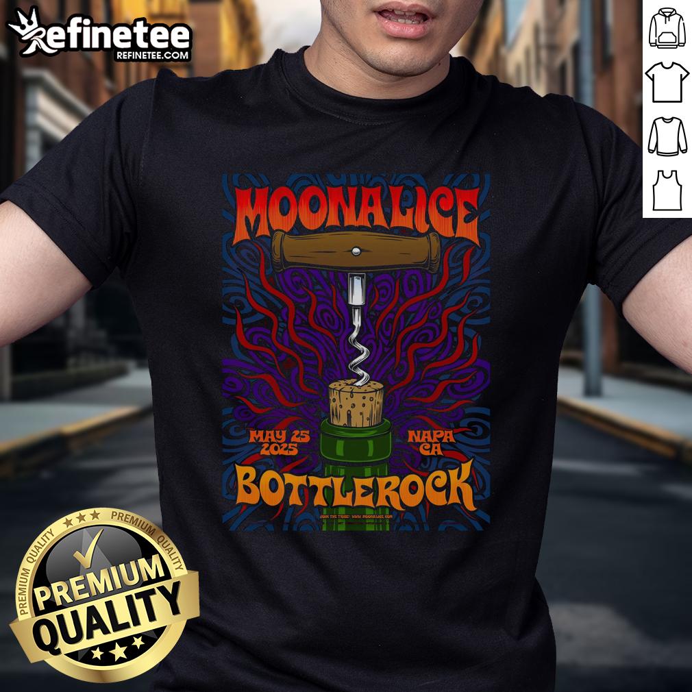 Alt Text: Official May 25 2025 Live Moonalice Napa CA T-Shirt featuring vibrant design and event details for concert fans.