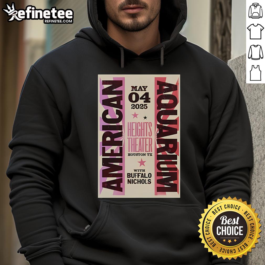 Official May 4, 2025 Aquarium Tour Poster for Houston, TX featuring vibrant hoodie design and aquatic themes.