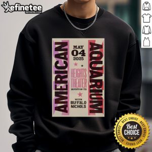 Official May 4, 2025 Aquarium Tour Poster sweatshirt featuring vibrant graphics, Houston TX event promotion.