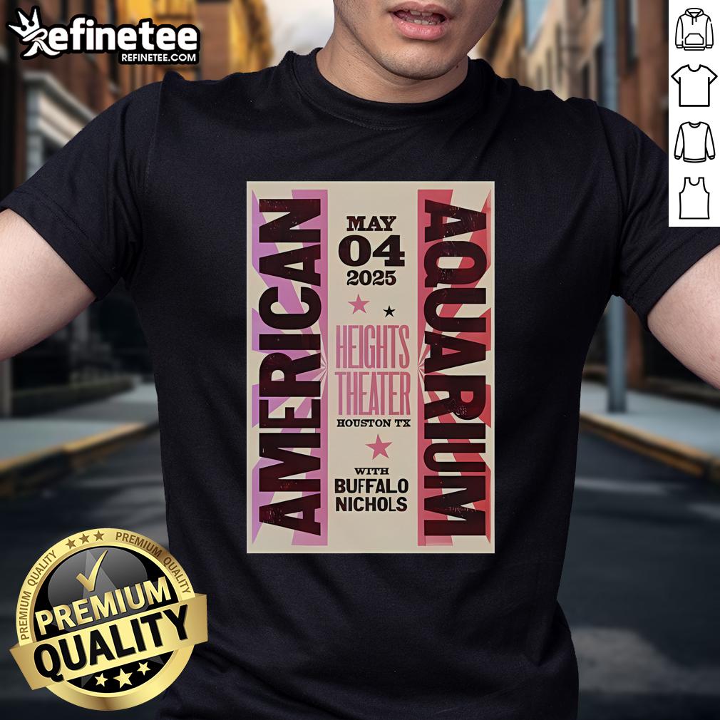 Official May 4, 2025 Aquarium Tour Poster Houston, TX T-Shirt featuring vibrant marine designs and event details.