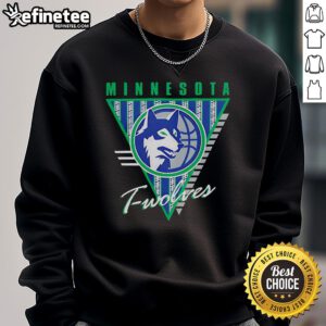 Official Minnesota Timberwolves Mitchell & Ness tri-logo sweatshirt featuring team colors and stylish design.