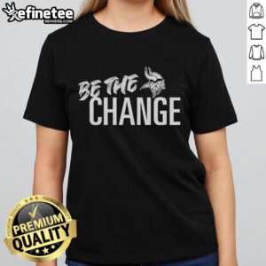 Official Minnesota Vikings Be The Change 2025 Ladies Tee in purple with team logo, perfect for female fans and casual wear.