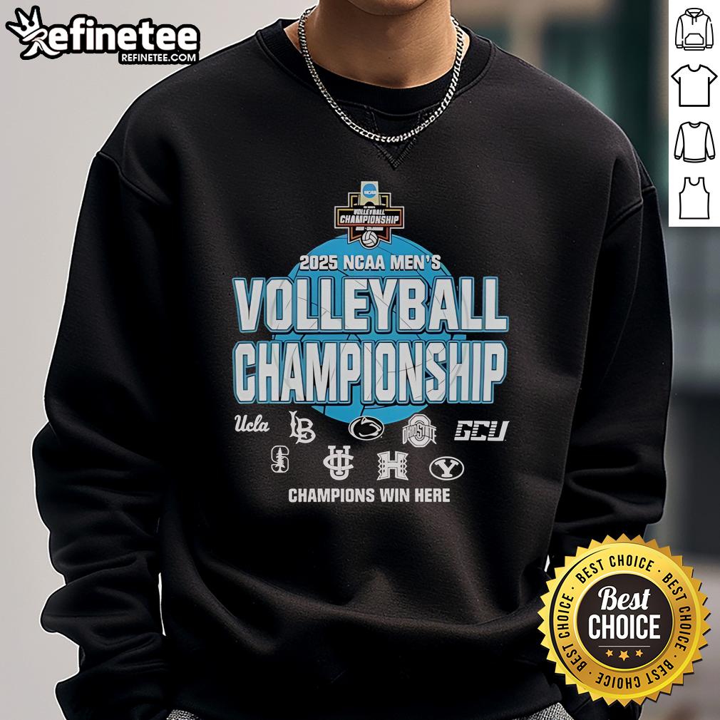 2025 NCAA National Collegiate Men's Volleyball Championship sweatshirt featuring official logo and stylish design.