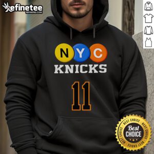 Official NYC Knicks 11 Brunson Hoodie featuring team colors and player number, perfect for basketball fans.