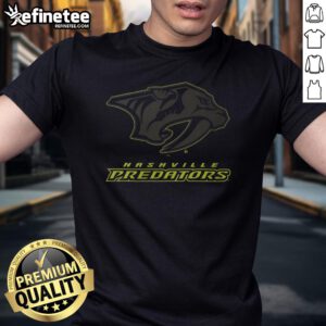 Alt Text: Official Nashville Predators Highlight Reel T-Shirt featuring team logo and vibrant colors for hockey fans.