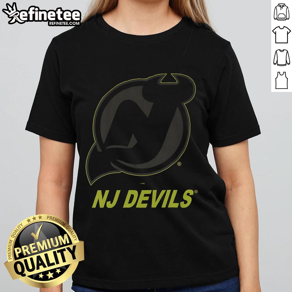 Official New Jersey Devils Highlight Reel ladies tee featuring bold team logo and stylish design for female fans.