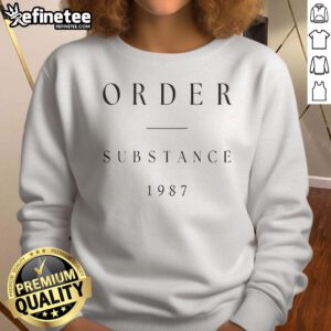 Official New Order Substance 1987 Sweatshirt featuring iconic album artwork and vintage design, perfect for fans.