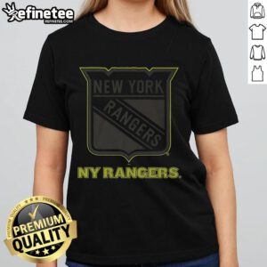 Official New York Rangers highlight reel ladies tee featuring team logo and vibrant graphics for female fans.