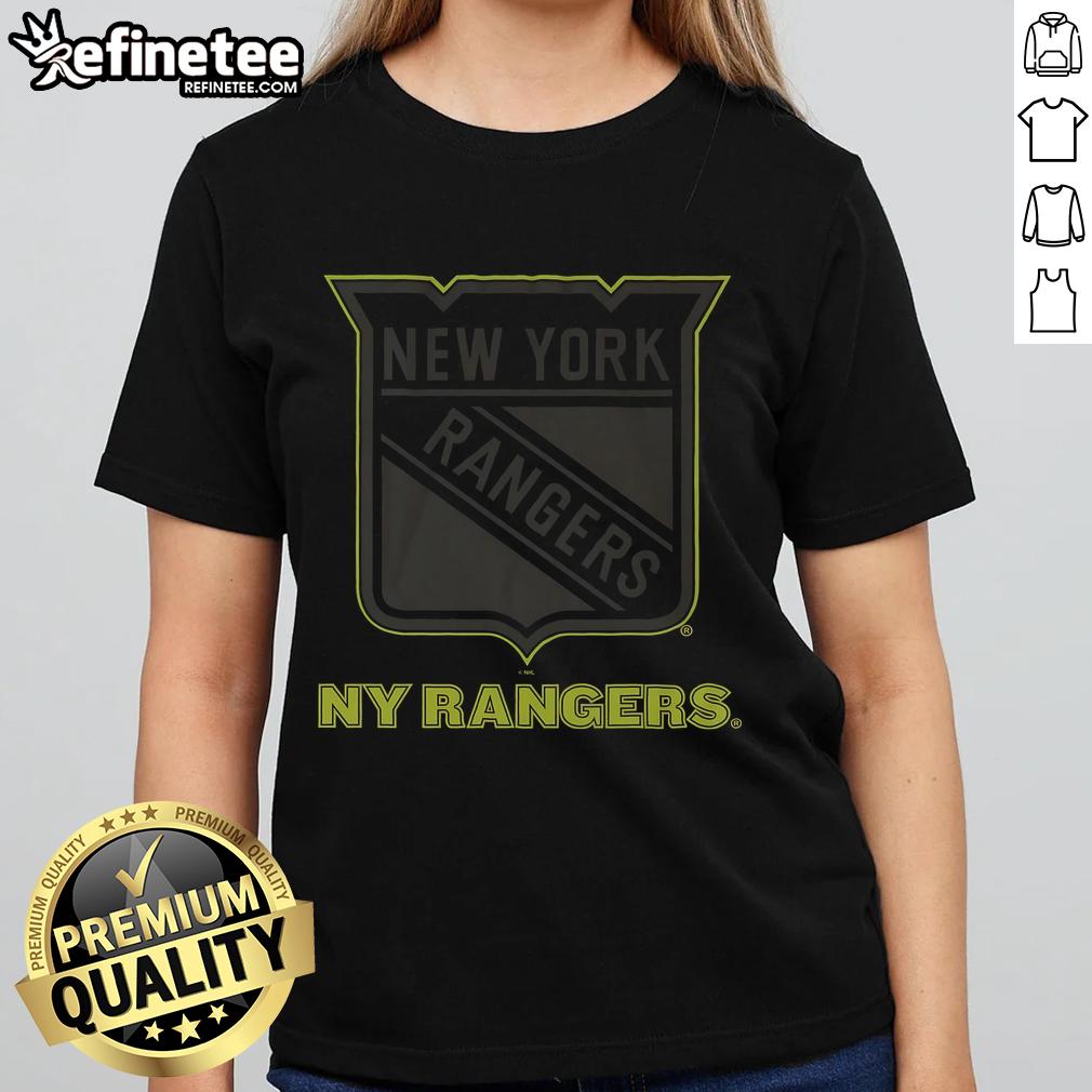 Official New York Rangers highlight reel ladies tee featuring team logo and vibrant graphics for female fans.