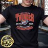 Alt Text: Official OKC Thunder NBA Playoffs 2024-25 Western Conference Champions T-Shirt featuring team colors and logo.