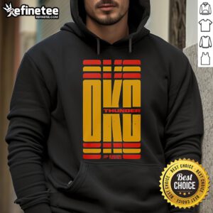 Alt Text: Official OKC Thunder Playoffs 2025 City Edition Hoodie, showcasing team logo and vibrant design for Game 1.