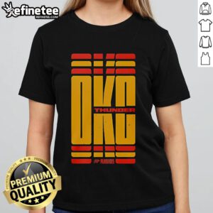 OKC Thunder Playoffs 2025 City Edition Ladies Tee for Game 1, featuring vibrant team colors and stylish design.