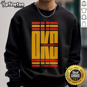 Official OKC Thunder Playoffs 2025 Game 1 City Edition sweatshirt featuring vibrant team colors and logo design.