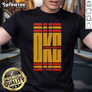 Alt Text: Official OKC Thunder Playoffs 2025 Game 1 City Edition T-Shirt featuring team colors and logo.