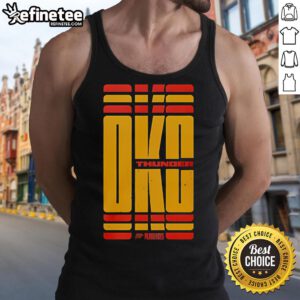 Official OKC Thunder Playoffs 2025 Game 1 City Edition tank top featuring vibrant team colors and logo design.