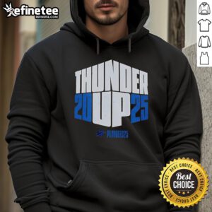 Alt Text: Official Oklahoma City Thunder Up 2025 Playoffs hoodie featuring team logo and vibrant colors for fans.