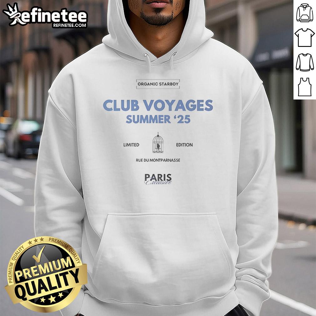 Official Organic Starboy Club Voyages Summer '25 Limited Edition hoodie featuring Rue Du Montparnasse, Paris design.