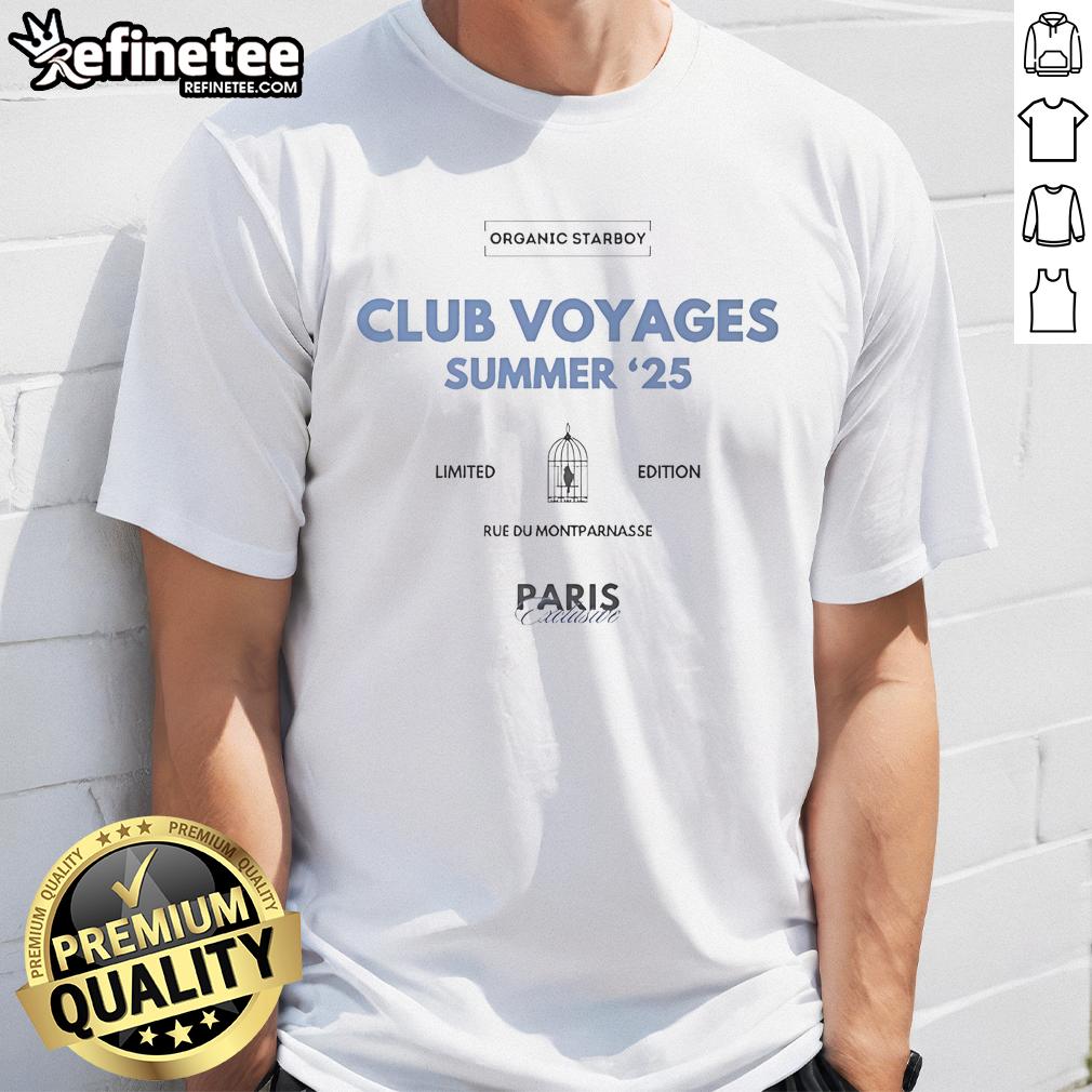 Alt Text: Official Organic Starboy Club Voyages Summer '25 limited edition Rue Du Montparnasse Paris T-Shirt design