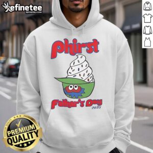 Official Phillies Phirst Father's Day 2025 Hoodie in red with team logo, perfect gift for Phillies fans celebrating dad.