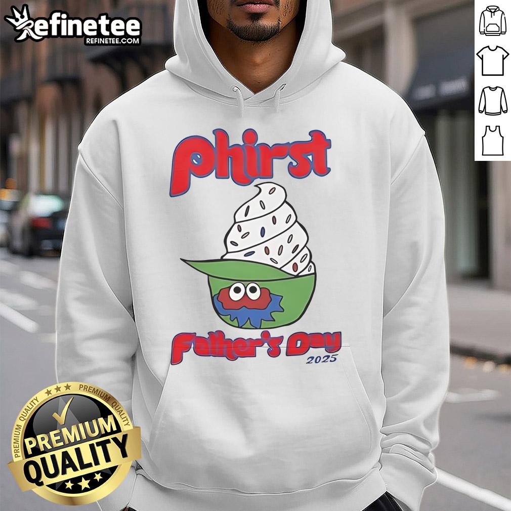Official Phillies Phirst Father's Day 2025 Hoodie in red with team logo, perfect gift for Phillies fans celebrating dad.