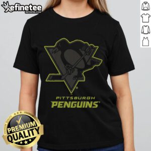 Official Pittsburgh Penguins Highlight Reel Ladies Tee in black, featuring team logo and stylish design for female fans.