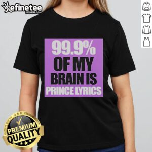 Official Prince Party UK tee featuring '99.9% Of My Brain Is Prince' lyrics, perfect for fans and collectors.