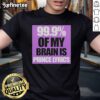 Official Prince Party UK t-shirt featuring '99.9% Of My Brain Is Prince' lyrics in vibrant, bold design.