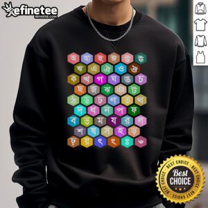 Official Rainbow Bangla Alphabets Letters sweatshirt featuring colorful Bengali letters for learning and education.