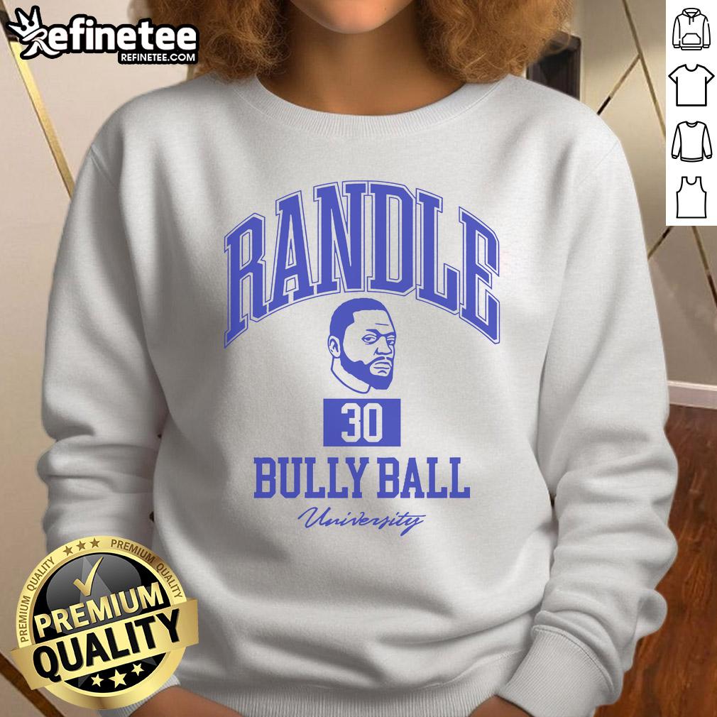 Alt Text: Official Randle 30 Bully Ball University Sweatshirt in navy blue, featuring a bold logo and comfortable fit for fans.