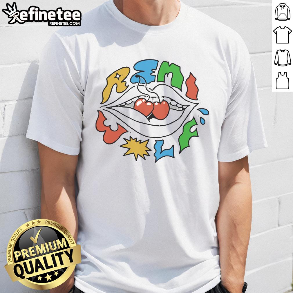 Alt Text: Official Remi Wolf Cherries T-Shirt featuring vibrant cherry graphics on a stylish casual tee for fans.