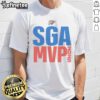 Official SGA Shai Gilgeous-Alexander OKC Thunder 2025 NBA MVP T-Shirt showcasing vibrant team colors and player design.