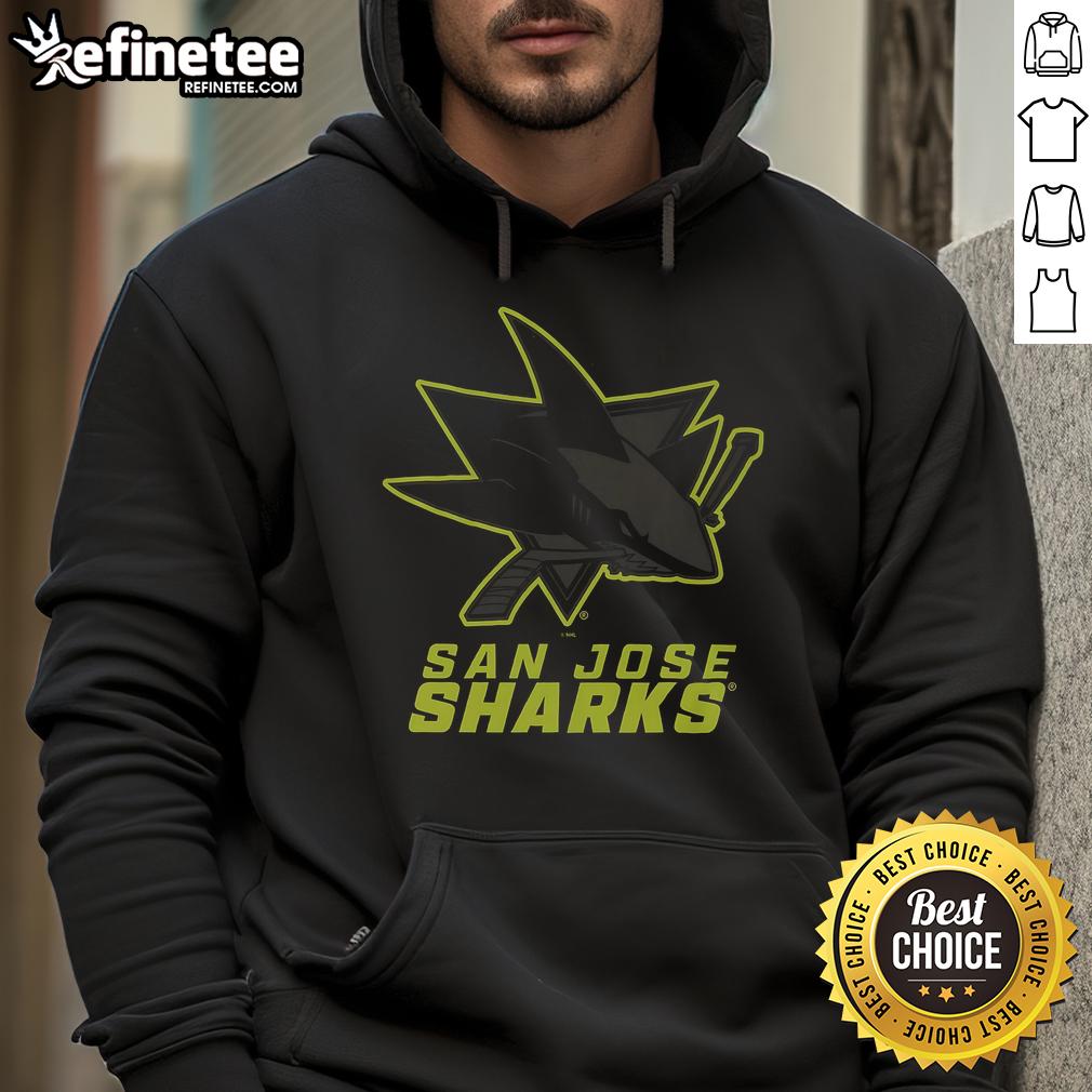 Official San Jose Sharks Highlight Reel Hoodie showcasing team logo and vibrant design for fans and collectors.