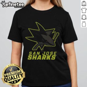 Official San Jose Sharks highlight reel ladies tee featuring vibrant team graphics and comfortable fit for fans.