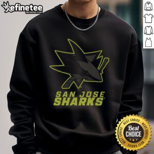 Official San Jose Sharks highlight reel sweatshirt featuring team logo and vibrant graphics for fans and collectors.
