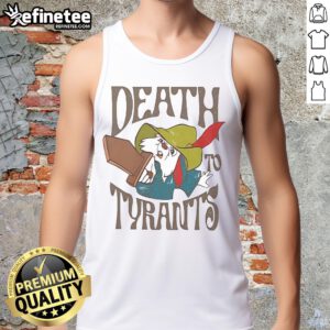 Official Skippy Rabbit Death to Tyrants Robin Hood Disney tank top featuring vibrant graphics and playful design.