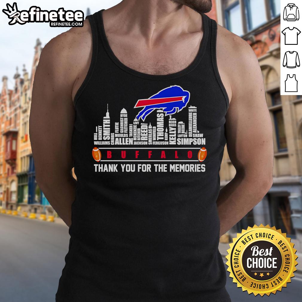 Official Skyline Buffalo Thank You For The Memories Tank Top featuring a stylish design and vibrant city skyline graphic.