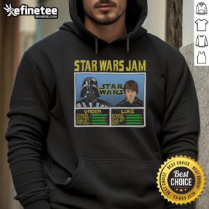 Official Star Wars Jam Vader and Luke hoodie featuring iconic characters in a stylish design for fans.