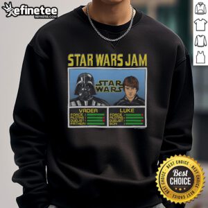 Official Star Wars Jam Vader and Luke sweatshirt featuring iconic characters in a stylish design for fans.