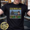 Official Star Wars Jam Vader and Luke T-Shirt featuring iconic characters in a vibrant, dynamic design for fans.